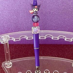 Purple Kuromi Character-Themed beaded Pen - Black Ink - Handmade
